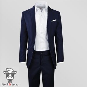 Black n Bianco Navy Slim fit boys suit